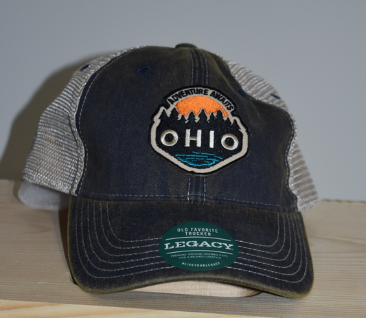 Adventure Awaits Ohio Trucker hat -  BLUE